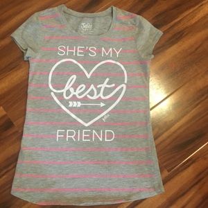 Justice Girls Grey/pink/White Heart BFF Tee